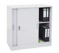 Meuble-classeur Boston HWC-F41, Placard en métal avec Portes coulissantes, 90x90x45cm - Gris