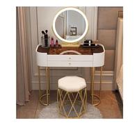 Meuble coiffeuse lumineux avec miroir et éclairage réglable, ensemble de table de maquillage avec tabouret pour femmes et filles, 3 options de couleur, intensité variable, blanc, 60 cm