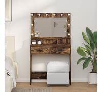 Meuble Coiffeuse Vidaxl Avec Lumières Led En Chêne Fumé 79x41x135 Cm