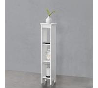 [en.casa] Meuble Colonne pour Salle de Bain Meuble de Rangement avec 3 Étagères de Stockage Ouverts Bois Composite 80 x 17 x 17 cm Blanc