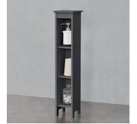 [en.casa] Meuble Colonne pour Salle de Bain Meuble de Rangement avec 3 Compartiments de Stockage Ouverts Bois Composite 80 x 17 x 17 cm Gris Foncé