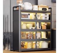 Meuble Colonne Cuisine 60 cm Largeur Blanc Armoire de Rangement Cuisine Colonne, Étagère de Rangement À 5 Niveaux, Meuble Rangement pour Salon(Black,100cm)