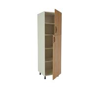Meuble colonne de cuisine 2 portes coloris chêne cortez - Hauteur 200 x Longueur 60 x profondeur 58 cm
