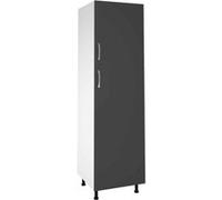Meuble Colonne de Cuisine avec 2 Portes Coloris Gris - Hauteur 200 x Longueur 60 x Profondeur 58 cm