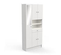 Meuble Colonne de Rangement Salle de Bain IMBATTABLE, Panneau de Particules/MDF, Blanc, 820x320x1 800MM