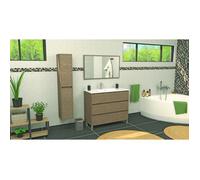 ARKITMOBEL Modèle Dakota Colonne de salle de bain suspendue 2 portes, 140 x 30 x 25,5 cm (hauteur x largeur x profondeur) Couleur Nordik, meuble de salle de bain