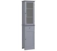 kleankin Meuble colonne de salle de bain Porte acrylique, 2 étagères + 1 étagère, tiroir MDF Gris G