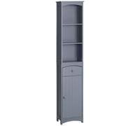 HOMCOM Meuble Colonne de Salle de Bain Meuble Colonne Rangement WC avec étagère et tiroir, Placard 34L x 24l x 170H cm Gris