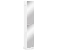 Meuble colonne de salle de bain pivotant avec miroir 6 étagères 36 x 36 x 171 cm blanc