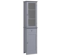 kleankin Meuble colonne de salle de bain Porte acrylique, 2 étagères + 1 étagère, tiroir MDF Gris G