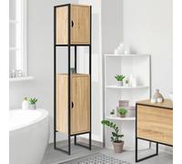 IDMarket - Meuble colonne salle de bain DETROIT 2 portes design industriel