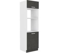 Meuble colonne four 2 portes battantes - Gris - L 60 x P 57 x H 210 cm - LASSEN