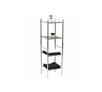Meuble colonne métal 2 tablettes + 2 étagères fil métal chromé