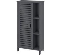 Meuble Colonne pour Salle de Bain Meuble de Rangement à Porte avec 3 Étagères avec Compartiments de Stockage Fermés Bois Composite 96 x 48 x 24 cm Gris Foncé [en.casa] Gris Foncé G
