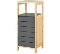 HOMCOM Meubles de Salle de Bain sur Pied Armoire de Rangement Colonne Gain de Place avec Porte et tiroir en Bois et Bambou 32L x 30l x 80H cm