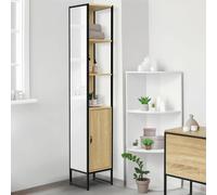 IDMarket - Meuble Colonne Salle de Bain Detroit 1 Porte avec Miroir et étagères Design Industriel