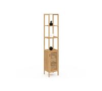 IDMarket – Meuble colonne salle de bain BEA en bambou 1 porte Marron G