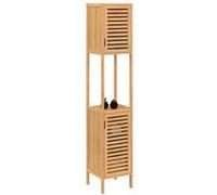 Meuble colonne salle de bain bambou BEA 2 portes Marron G