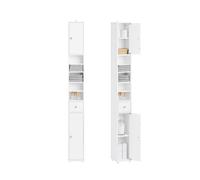 Meuble Colonne Salle de Bain BZR167-GW SoBuy - 5 Compartiments Ouverts - Étagères Réglables - Blanc Brillant - 20x20x180 cm