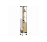 IDMarket - Meuble Colonne Salle de Bain Detroit 1 Porte avec Miroir et étagères Design Industriel