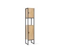 IDMarket Meuble colonne Detroit 2 portes design industriel Noir