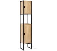 IDMarket Meuble colonne Detroit 2 portes design industriel Noir