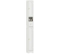 Meuble colonne salle de bain - HOMCOM - 2 portes, tiroir, compartiment ouvert, étagère réglable - bois - 20 x 20 x 185 cm - blanc