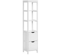 kleankin Meuble colonne salle de bain Armoire haute 3 étagères 2 tiroirs Bois 30x30x144cm