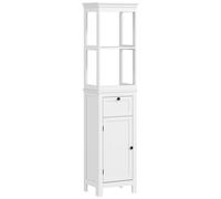 HOMCOM Colonne Salle de Bain, Meuble Salle de Bain Rangement, Meuble de Rangement avec 2 étagères, 1 tiroir et 1 Placard, étagère réglable, Armoire Haute pour Salon, Cuisine - 40 x 30 x 165 cm, Blanc