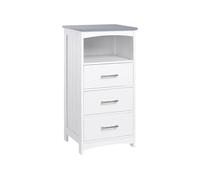 Meuble colonne salle de bain style contemporain - 3 tiroirs, niche - MDF blanc gris