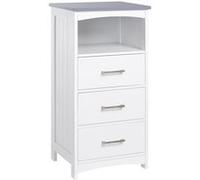 Meuble colonne salle de bain style contemporain - 3 tiroirs, niche - MDF blanc gris Blanc G