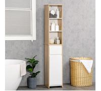 Meuble colonne salle de bain style cosy - 3 niches + tiroir + placard - aspect chêne clair Blanc