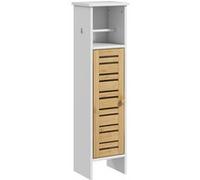 HomCom Meuble colonne WC cosy chic – porte-étagère, support papier, bambou blanc – 21 x 17 x 78 cm
