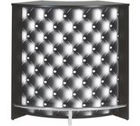SIMMOB Meuble Comptoir Bar Noir 3 Niches Repose-Pieds Métal 106,9 x 104,8 x 53,3 cm - Capitons 911