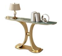 Meuble Console d'entrée Gain de Place Table Décorative Étroite Design aux Angles Arrondis pour Entrée Couloir Salon Assemblage Facile(Gold3,120 * 30 * 80cm)