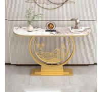 Meuble Console D'entrée Style Italien Luxe Léger Plaque en Pierre Table D'entrée avec Piètement Doré Épais À Double Couche Console Meuble pour Entrée, Salon, Couloir(Silver,100 * 30 * 80cm)