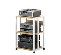 Meuble console pour lecteur de disques multimédias - Support audio-vidéo réglable - Étagère d'angle pour télévision - Petit centre de divertissement - Rack stéréo tour multimédia (blanc, 50x)