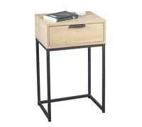 Meuble console, table console avec 1 tiroir en bois coloris chêne et métal noir -longueur 40 x profondeur 40 x hauteur 60 cm