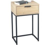 Meuble console, table console avec 1 tiroir en bois coloris chêne et métal noir - longueur 40 x profondeur 40 x hauteur 60 cm - -