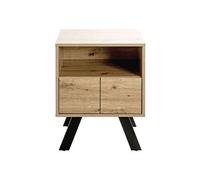 Meuble console, table console avec 1 tiroir en bois coloris chêne et métal noir - longueur 45 x profondeur 40 x hauteur 60 cm - -