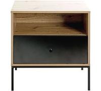 Meuble console, table console avec 1 tiroir en bois coloris chêne et métal noir - longueur 55 x profondeur 42 x hauteur 60 cm - -