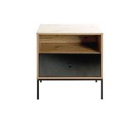 Meuble console, table console avec 1 tiroir en bois coloris chêne et métal noir - longueur 55 x profondeur 42 x hauteur 60 cm - -