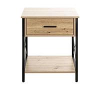 Meuble console, table console en bois coloris chêne clair et métal coloris noir -longueur 45 x profondeur 40 x hauteur 60 cm