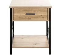 Meuble console, table console en bois coloris chêne clair et métal coloris noir - longueur 45 x profondeur 40 x hauteur 60 cm - -