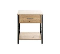 Meuble console, table console en bois coloris chêne clair et métal coloris noir - longueur 45 x profondeur 40 x hauteur 60 cm - -
