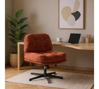 Meuble Cosy Chaise de Bureau Ergonomique Fonction d'inclinaison Siège Pivotant Hauteur Réglable en Velours Côtelé sans roulettes Capacité 120 kg Rouge