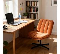 Meuble Cosy Chaise de Bureau Ergonomique Siège Pivotant avec Fonction d'inclinaison et Hauteur Ajustable, en Tissu Chenille, sans roulettes, Capacité 120 kg, Rouge