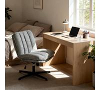 Meuble Cosy Chaise de Bureau Ergonomique Siège Pivotant avec Fonction d'inclinaison et Hauteur Ajustable, en Tissu Chenille, sans roulettes, Capacité 120 kg, Gris