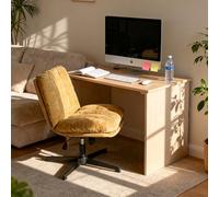 Meuble Cosy Chaise de Bureau Ergonomique Siège Pivotant avec Fonction d'inclinaison et Hauteur Ajustable, en Tissu Chenille, sans roulettes, Capacité 120 kg, Jaune