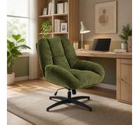 Meuble Cosy Chaise de Bureau Ergonomique, Siège Pivotant, Fonction d'inclinaison, Hauteur Ajustable, en Tissu Chenille, sans roulettes, Capacité 120 kg, Vert